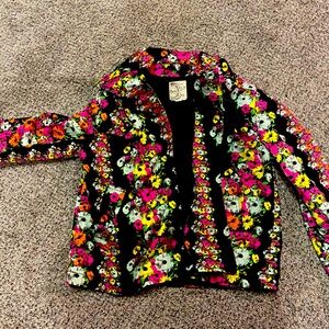 Neon floral print button detail jacket. 90s vibe